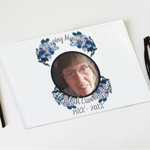 Forget Me Not Floral Design with Photo Guest Book