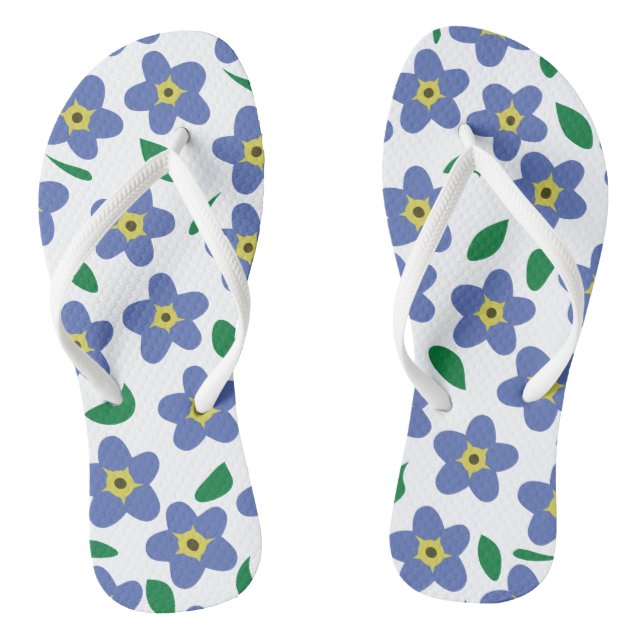 Forget Me Not Floral Flip Flops for Women (Footbed)