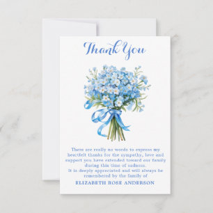 Forget Me Not Floral Memorial Sympathy Funeral Thank You Card