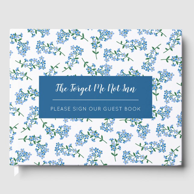 Forget Me Not Floral Pattern Guest Book (Front)