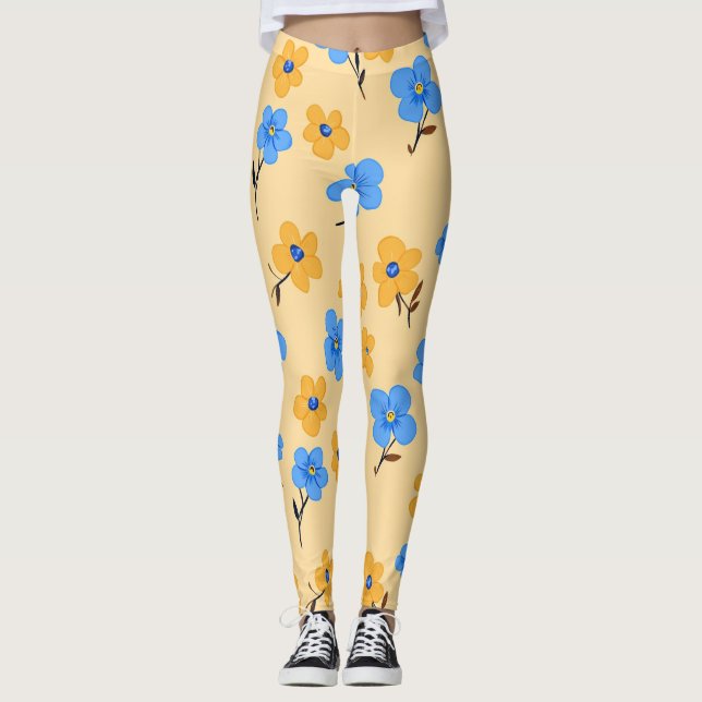 Forget-Me-Not Floral Pattern Leggings (Front)
