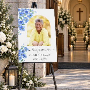Forget me not floral photo arch memorial funeral foam board