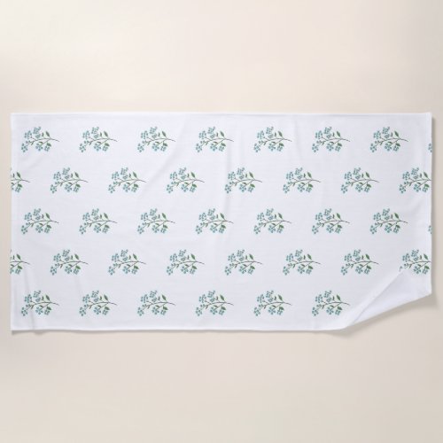 Forget Me Not Floral Preppy Dorm or Housewarming Beach Towel