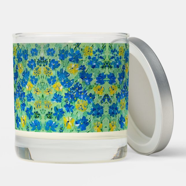 Forget-Me-Not Floral Print, Vanilla Scented Candle (Lid)