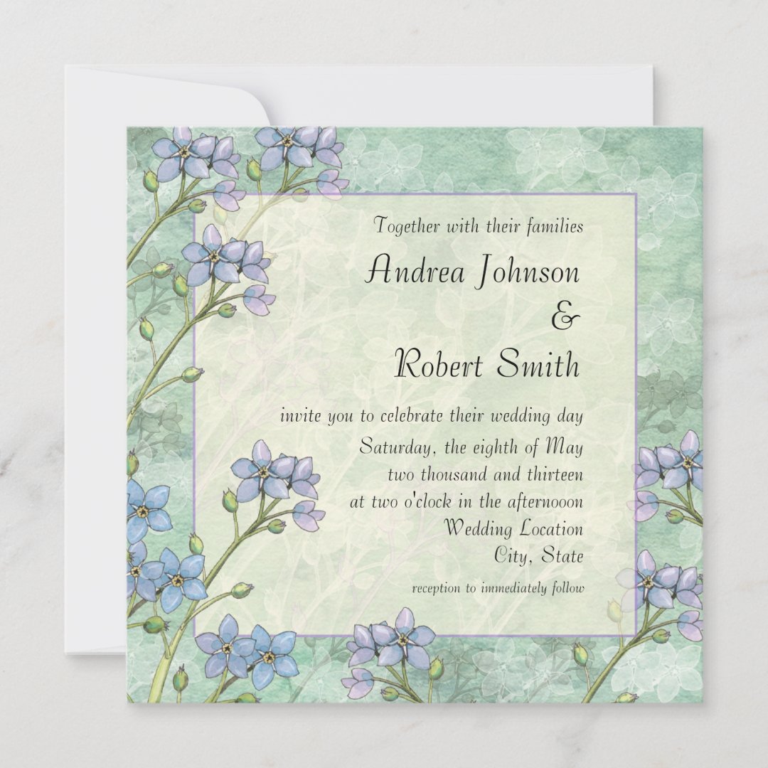 Forget Me Not Floral Spring Wedding Invitations | Zazzle