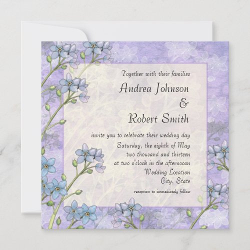Forget Me Not Floral Spring Wedding Invitations