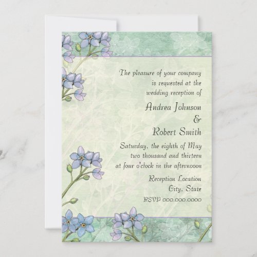 Forget Me Not Floral Spring Wedding Reception Invitation