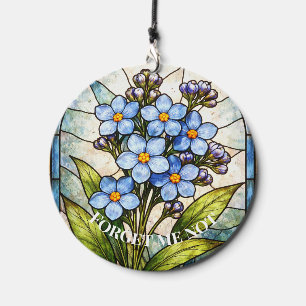 Forget Me Not Floral Stained Glass Custom Grief  Wind Chime