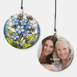 Forget Me Not Floral Stained Glass Custom Grief  Wind Chime
