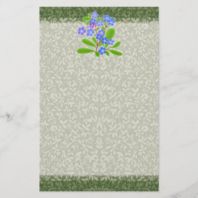 Forget Me Not Floral Stationery (Front)