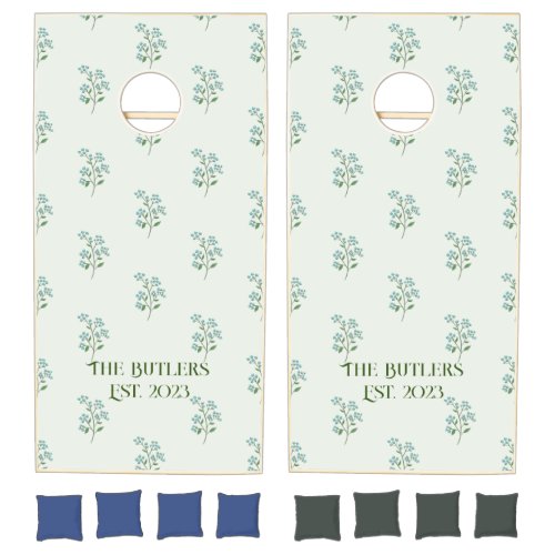 Forget Me Not Floral Sweet Preppy Cornhole Set