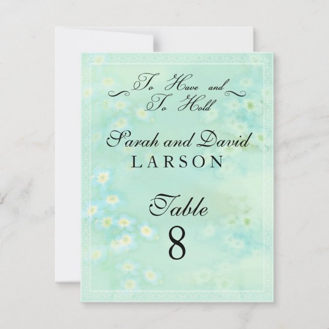 Forget Me Not Floral Wedding Table Card (Front)