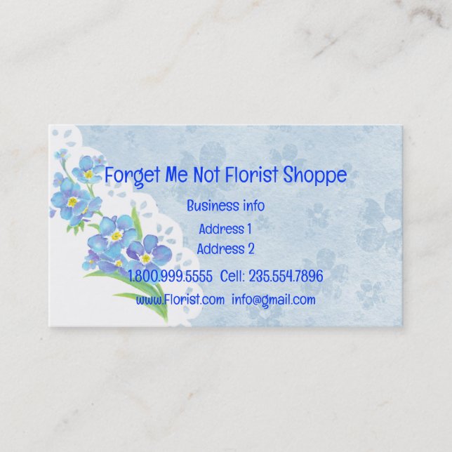 Forget Me Not Florist Shoppe Flower Business Card (Front)