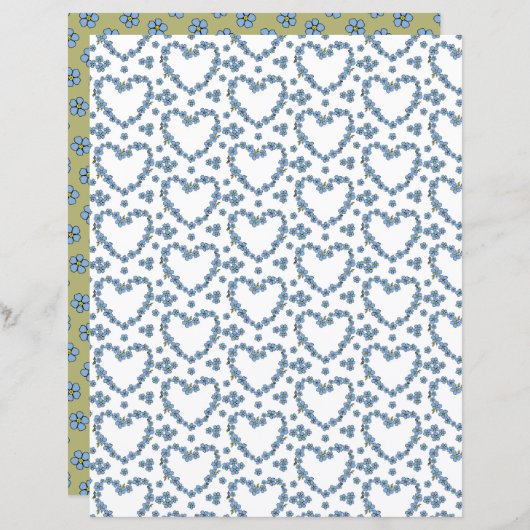 Forget me not flower field with hearts frame (Front/Back)