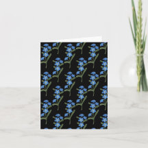 Forget Me Not Flower Greetings Card Black Pattern