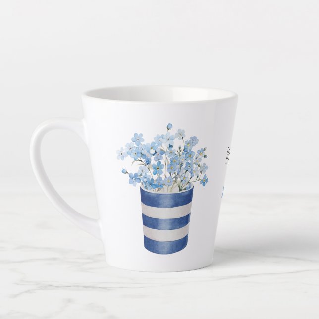 Forget Me Not Flower Lover Ceramic Latte Mug (Left)