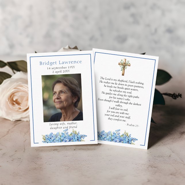 Forget-me-not Flower Memorial Psalm 23 Prayer Card (Creator Uploaded)