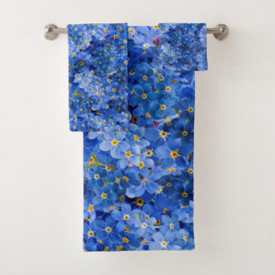 Forget Me Not Flower Pattern Bath Towel Set