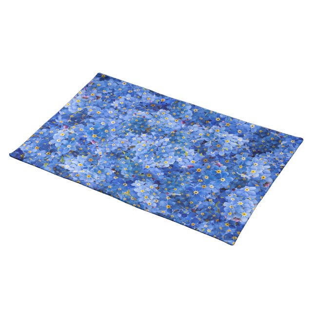Forget Me Not Flower Pattern Cloth Placemat (On Table)