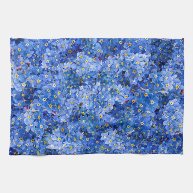 Forget Me Not Flower Pattern Kitchen Towel (Horizontal)