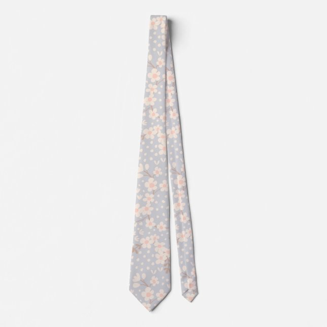 Forget-me-not flower Pattern Neck Tie (Front)