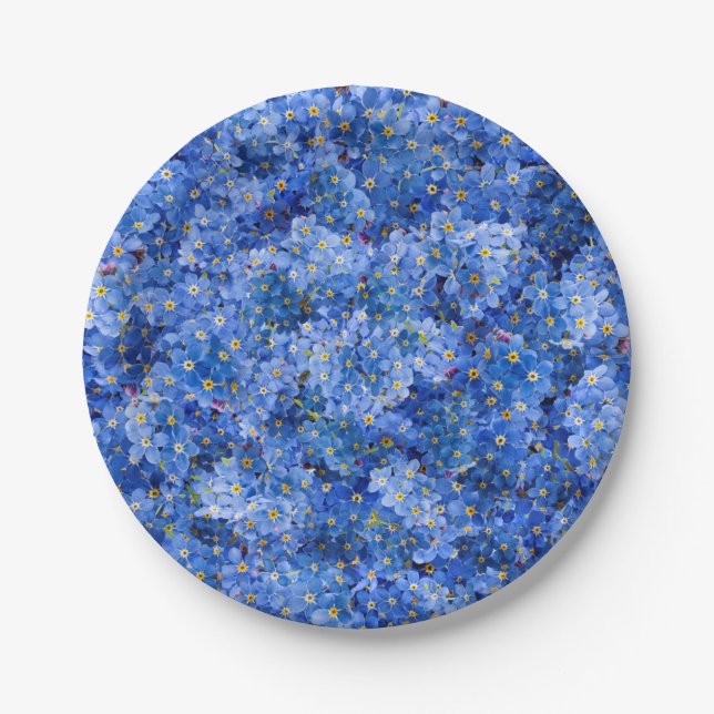 Forget Me Not Flower Pattern Paper Plates (Front)