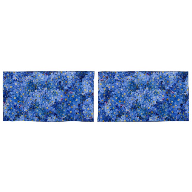 Forget Me Not Flower Pattern Pillow Case (Front-Set)