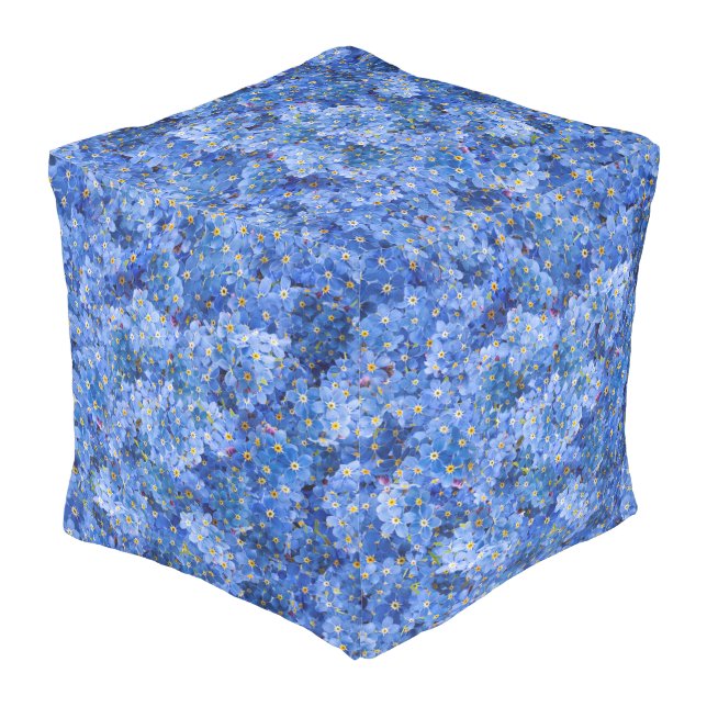 Forget Me Not Flower Pattern Pouf (Angled Back)
