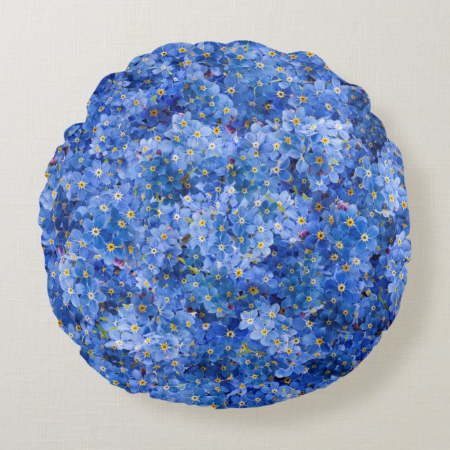 Forget Me Not Flower Pattern Round Pillow (Front)