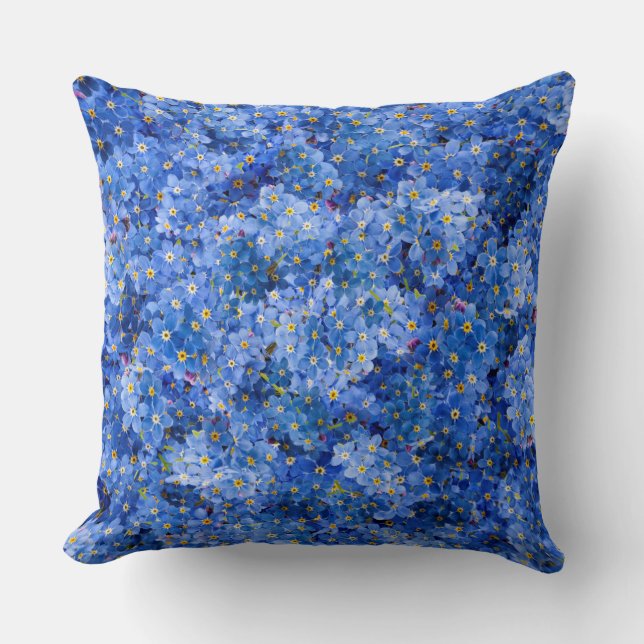 Forget Me Not Flower Pattern Throw Pillow (Front)