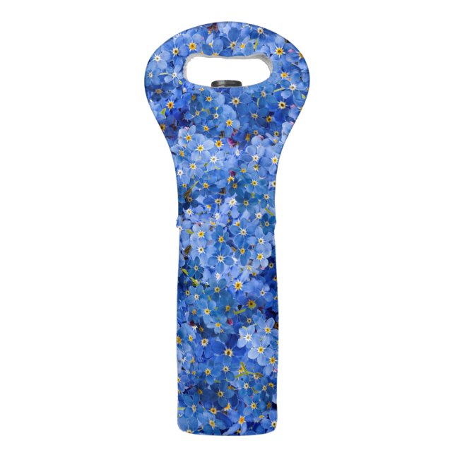 Forget Me Not Flower Pattern Wine Bag (Front)