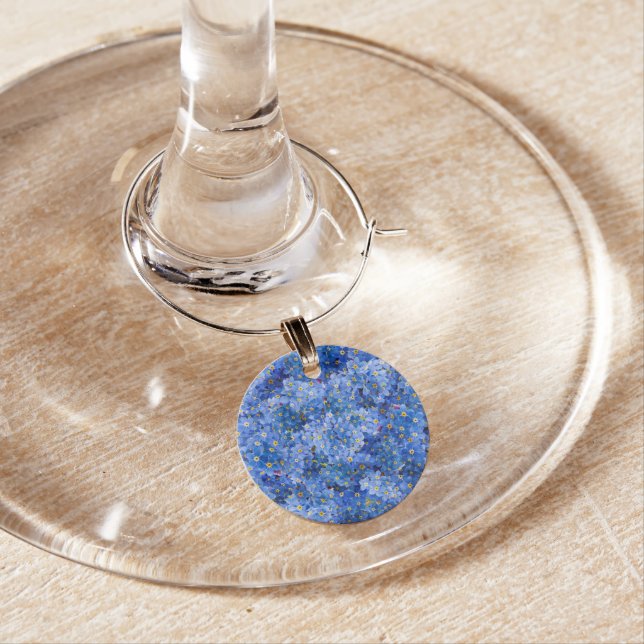 Forget Me Not Flower Pattern Wine Charm (In Situ)