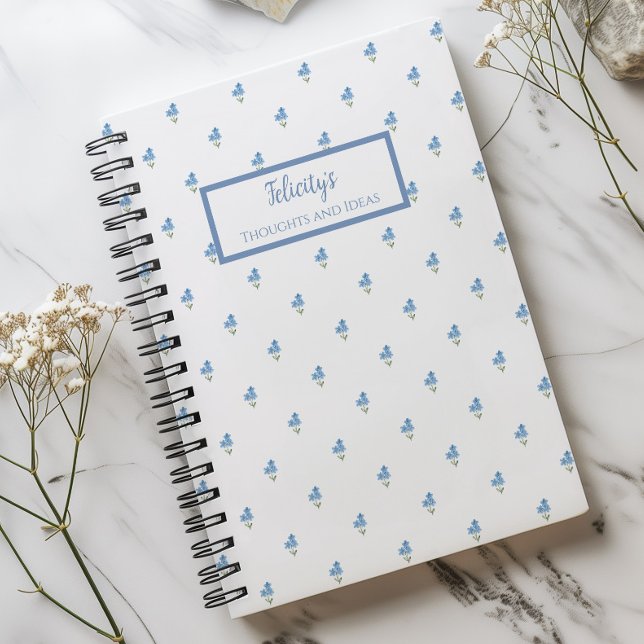 Forget Me Not Flower Personalized Journal Notebook (Forget Me Not Spiral Notebook)