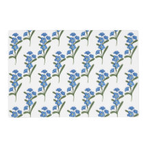 Forget Me Not Flower Placemat White Pattern