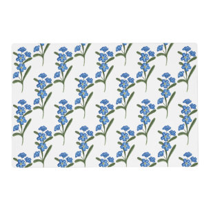 Forget Me Not Flower Placemat White Pattern