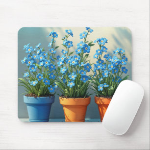 Forget-Me-Not Flower Pots Mouse Pad