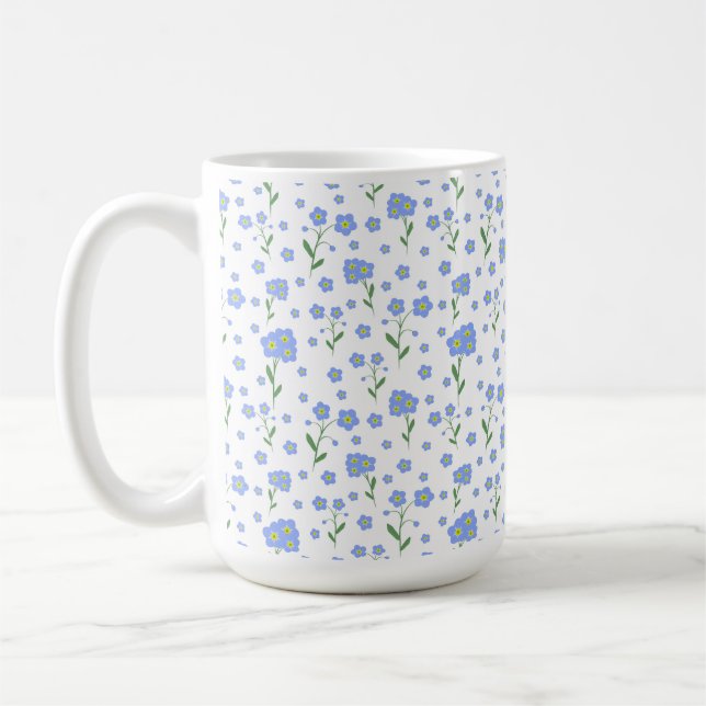 Forget-me-not, flower seamless pattern coffee mug (Left)
