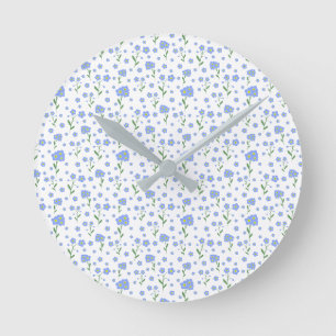 Forget-me-not, flower seamless pattern round clock