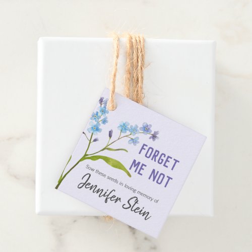 Forget me not flower seed funeral memorial favor tags