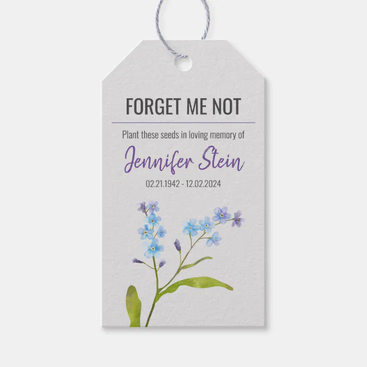 50 X PERSONALISED FORGET ME NOT FUNERAL SEED PACKETS FAVOURS REMEMBRANCE 