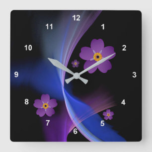 Forget-Me-Not flower Square Wall Clock