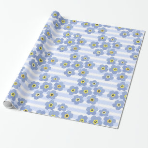 Forget me not Flower Vintage Floral Classic Stripe Wrapping Paper