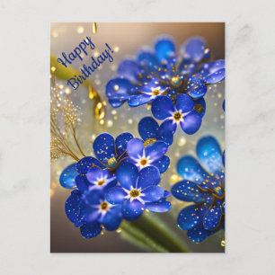 Forget-me-not flower with gold accents postcard