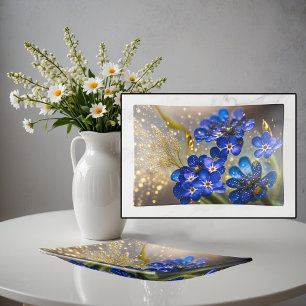 Forget-me-not flower with gold accents trinket tray