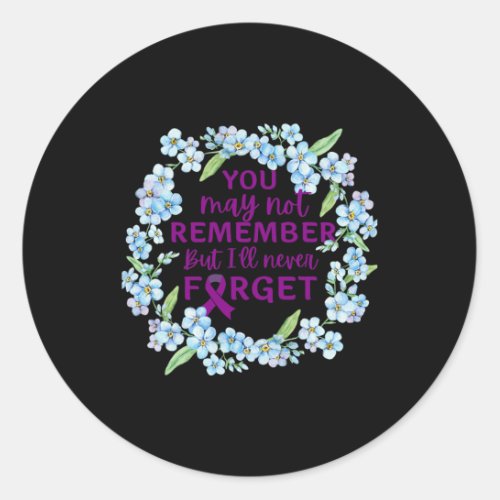 Forget_me_not Flower Wreath Heimers Awareness  Classic Round Sticker