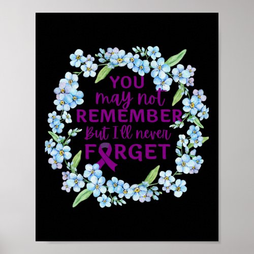 Forget_me_not Flower Wreath Heimers Awareness  Poster
