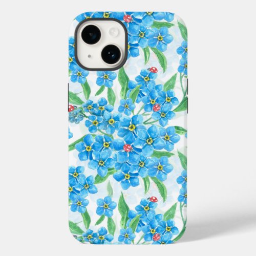 Forget me not flowers and ladybugs Case_Mate iPhone 14 case