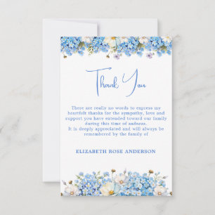 Forget Me Not Flowers Blue Modern Memorial Funeral Thank You Card