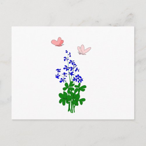 Forget_me_not flowers blue shamrock butterfly postcard