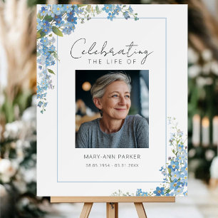 Forget Me Not Flowers "Celebration of Life" Photo Foam Board
